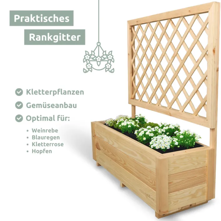 holz4home Pflanzkasten SPALIER 98 x 34 cm Kiefernholz