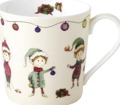 ihr Becher ELVES AT WORK Bone China Keramik 9 x 9 x 9 cm Creme