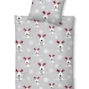 INSPIRATION HOME Biber-Bettwäsche HIRSCHLI 135 x 200 cm silber/rot