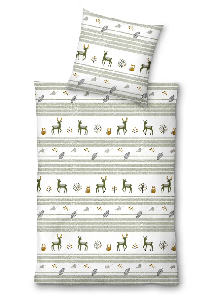 INSPIRATION HOME Flanell-Bettwäsche OSBY 135 x 200 cm silber