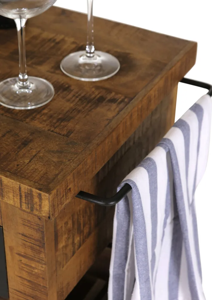 INTERhome Barwagen BARNEY 97 x 85 cm Mango Massivholz/schwarz