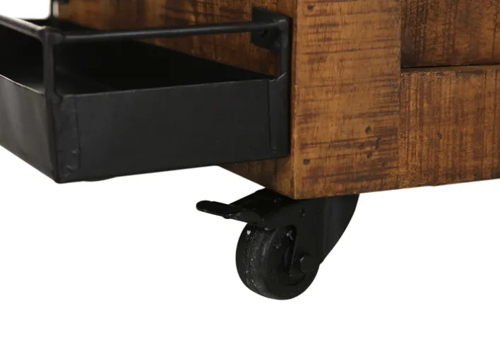 INTERhome Barwagen BARNEY 97 x 85 cm Mango Massivholz/schwarz