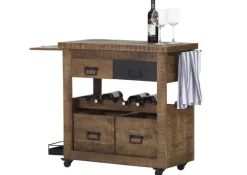 INTERhome Barwagen BARNEY 97 x 85 cm Mango Massivholz/schwarz