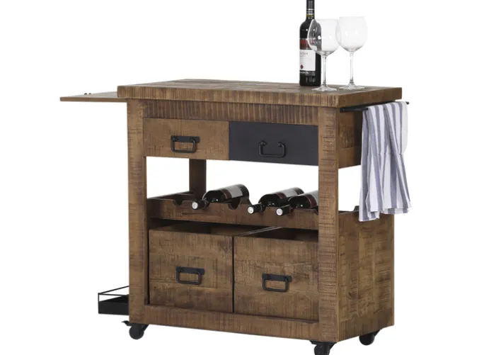 INTERhome Barwagen BARNEY 97 x 85 cm Mango Massivholz/schwarz