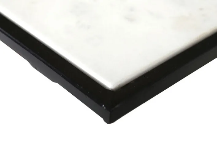 INTERhome Beistelltisch CHUCK Marmor 50 x 28 x 56 cm pulverbeschichtet Marmor-Dekor Weiß