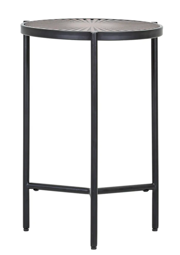 INTERhome Beistelltisch SANTA CRUZ Mango massiv Ø 40 cm 59 cm gebeizt lackiert natur/schwarz