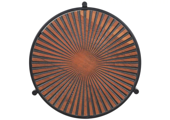 INTERhome Beistelltisch SANTA CRUZ Mango massiv Ø 40 cm 59 cm gebeizt lackiert natur/schwarz