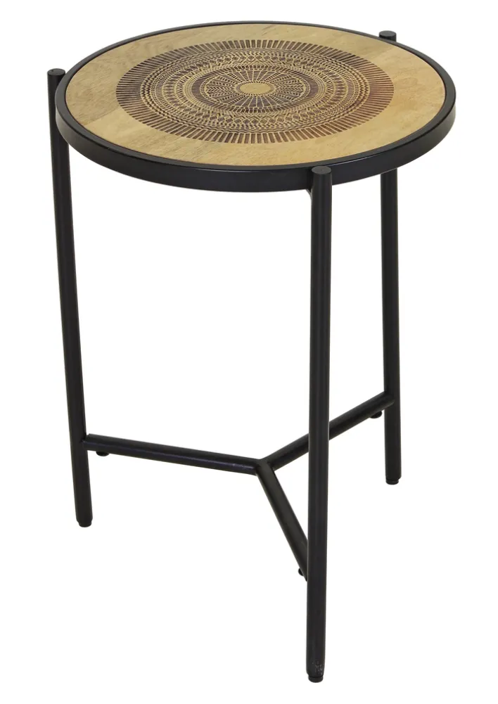 INTERhome Beistelltisch SANTA CRUZ Ø 40 cm Mango Massiv/schwarz