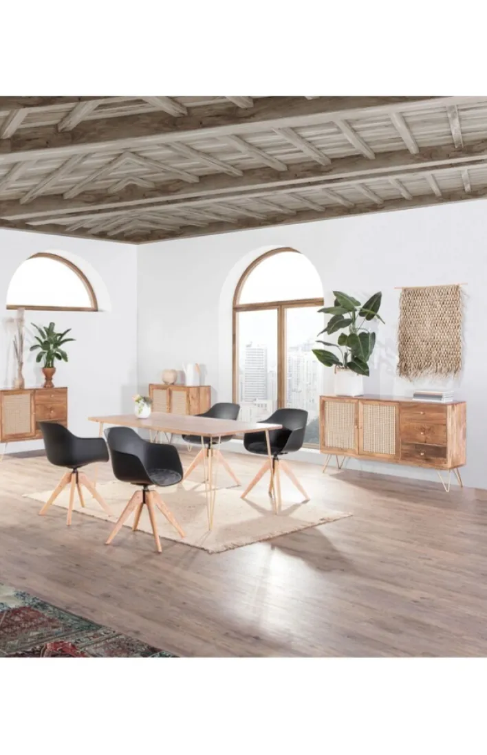 INTERhome Esstisch SCAN 160 x 90 cm braun/goldfarbig