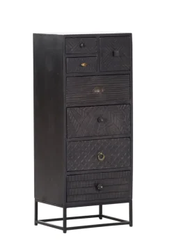 INTERhome Kommode ADELIA 45 x 110 cm Mango massiv schwarz gebeizt/lackiert