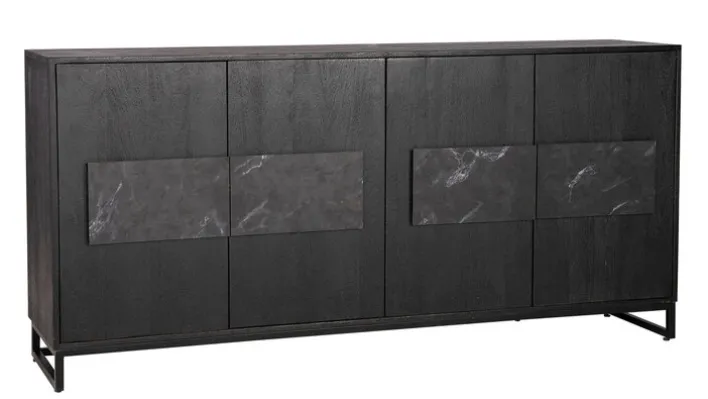 INTERhome Kommode AGGLO 85 x 80 cm Akazie massiv schwarz gebeizt und lackiert