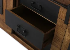 INTERhome Lowboard BARNEY 160 x 50 cm Mango Massivholz/schwarz