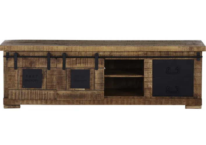 INTERhome Lowboard BARNEY 160 x 50 cm Mango Massivholz/schwarz