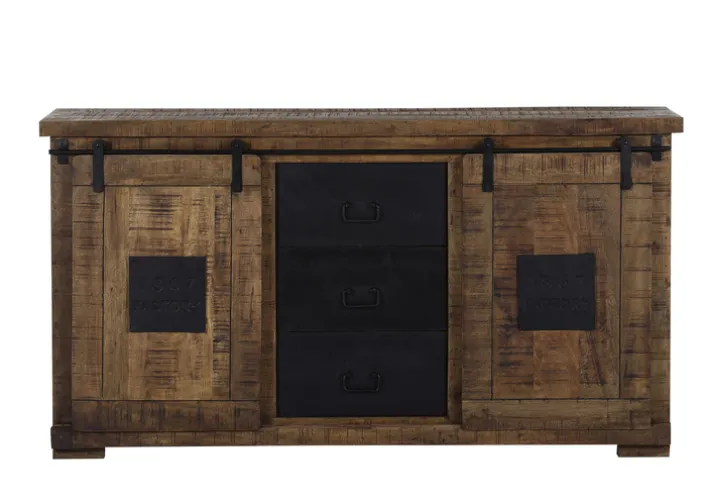 INTERhome Sideboard BARNEY 160 x 85 cm Mango Massivholz/schwarz