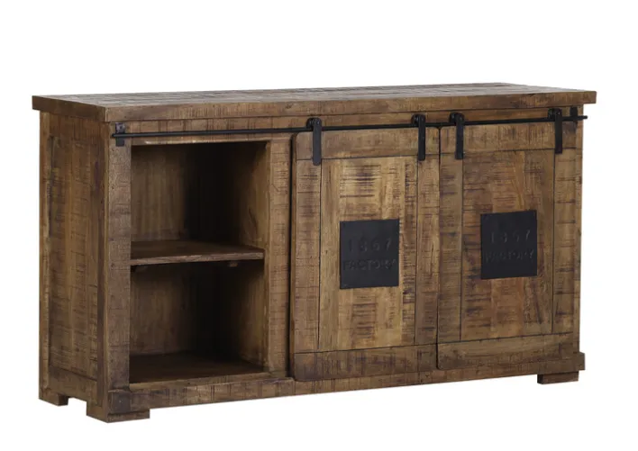 INTERhome Sideboard BARNEY 160 x 85 cm Mango Massivholz/schwarz