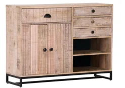 INTERhome Sideboard NEMESIS 115 x 86 cm Mango massiv natur/Metallgestell schwarz