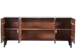 INTERhome Sideboard SANTA CRUZ Akazie massiv Eisen 177 x 47 x 78 cm pulverbeschichtet Akazie massiv schwarz gebeizt + lackiert|||---|||Schwarzes Akazienholz – pulverbeschichtetes Eisengestell – 2 Drehtüren – 2 Einlegeböden – Stauraum – Ablage – Art Déco Stil – Griff