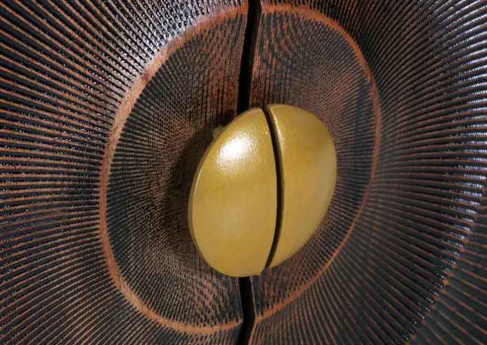 INTERhome Sideboard SANTA CRUZ Akazie massiv Eisen 177 x 47 x 78 cm pulverbeschichtet Akazie massiv schwarz gebeizt + lackiert|||---|||Schwarzes Akazienholz – pulverbeschichtetes Eisengestell – 2 Drehtüren – 2 Einlegeböden – Stauraum – Ablage – Art Déco Stil – Griff