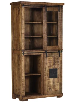 INTERhome Vitrine BARNEY 100 x 190 cm Mango Massivholz/schwarz