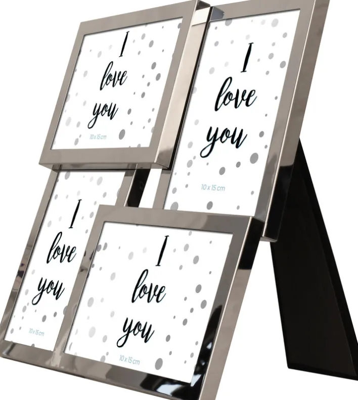 INTERTRADING Collagenbilderrahmen DALLAS für 4 Bilder Metall silberfarbig