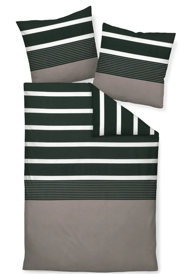 J. D. Janine Mako-Satin-Bettwäsche 135 x 200 cm braun/schwarz