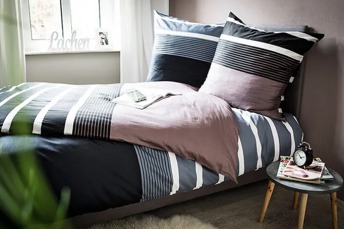 J. D. Janine Mako-Satin-Bettwäsche 135 x 200 cm braun/schwarz