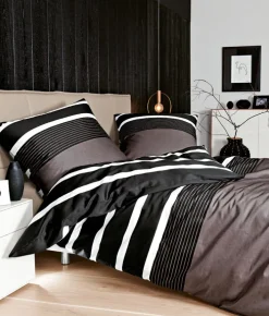 J. D. Janine Mako-Satin-Bettwäsche 135 x 200 cm braun/schwarz