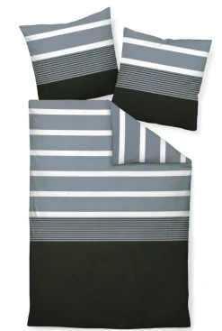 J. D. JANINE Mako-Satin-Bettwäsche 135 x 200 cm silber/schwarz