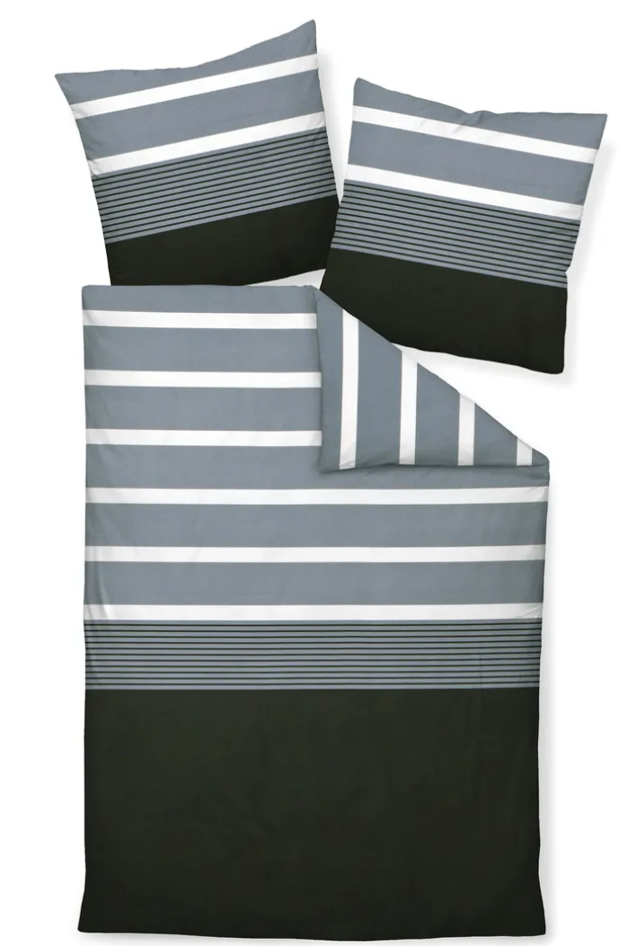 J. D. JANINE Mako-Satin-Bettwäsche 135 x 200 cm silber/schwarz