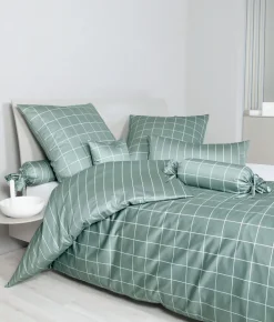 Janine Mako-Satin-Bettwäsche MONDERNCLASSIC 135 x 200 cm grün