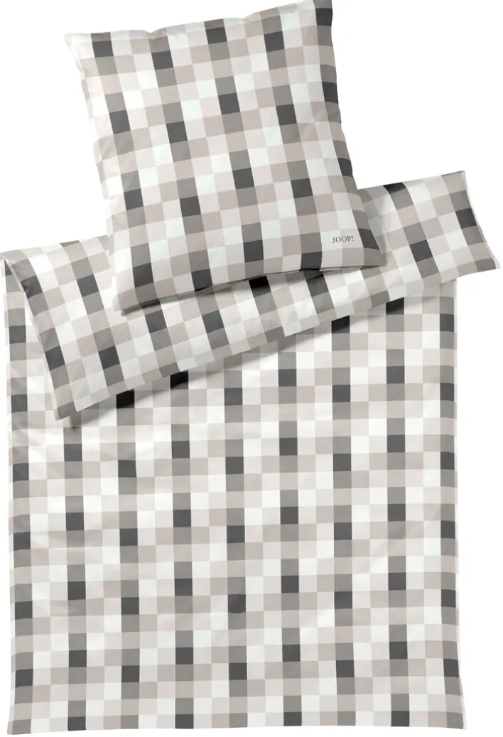 JOOP! Mako-Satin-Bettwäsche MESH 155 x 220 cm beige/grau