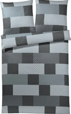 JOOP! Satin-Bettwäsche CHESSBOARD 135 x 200 cm grau