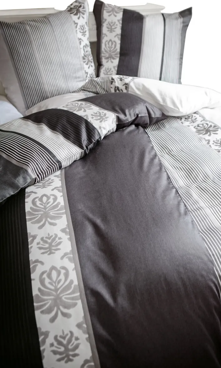 JOOP! Satin-Bettwäsche ORNAMENT STRIPES 155 x 220 cm schwarz