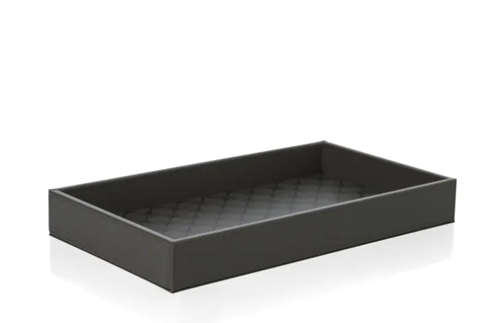 JOOP! Tablett CORNFLOWER Kunstleder 16,5 x 29 x 4 cm Anthrazit-Schwarz