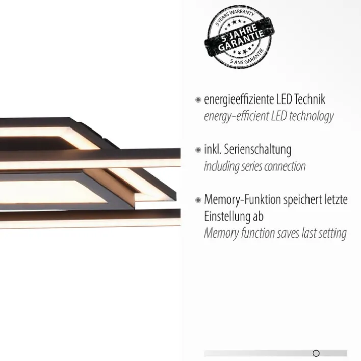 JUST LIGHT LED Deckenlampe ASMIN 17,9 x 100 cm schwarz