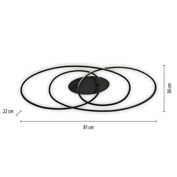 JUST LIGHT LED Deckenlampe LUMACA 81 x 30,5 cm schwarz