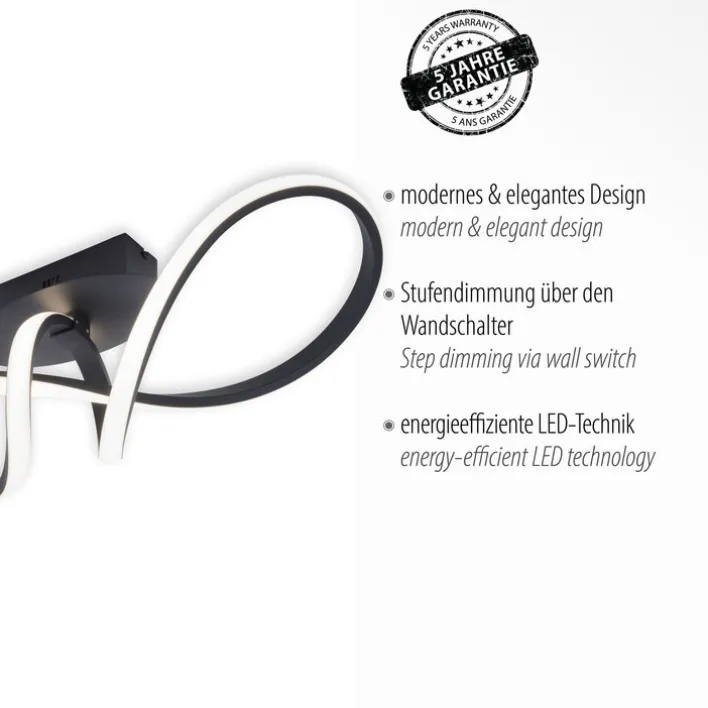 JUST LIGHT LED Deckenlampe MARIA 24,5 x 61 cm schwarz