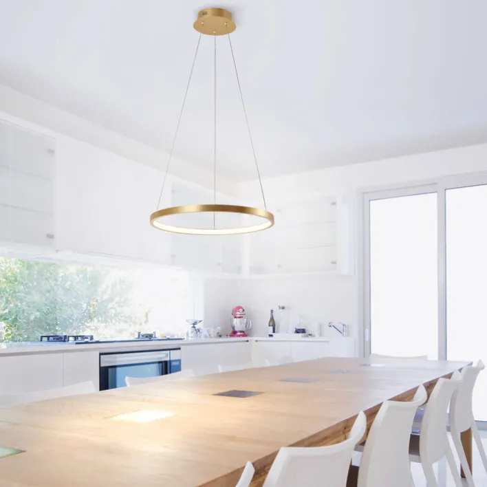 JUST LIGHT LED Pendelleuchte CIRCLE 39 cm goldfarbig