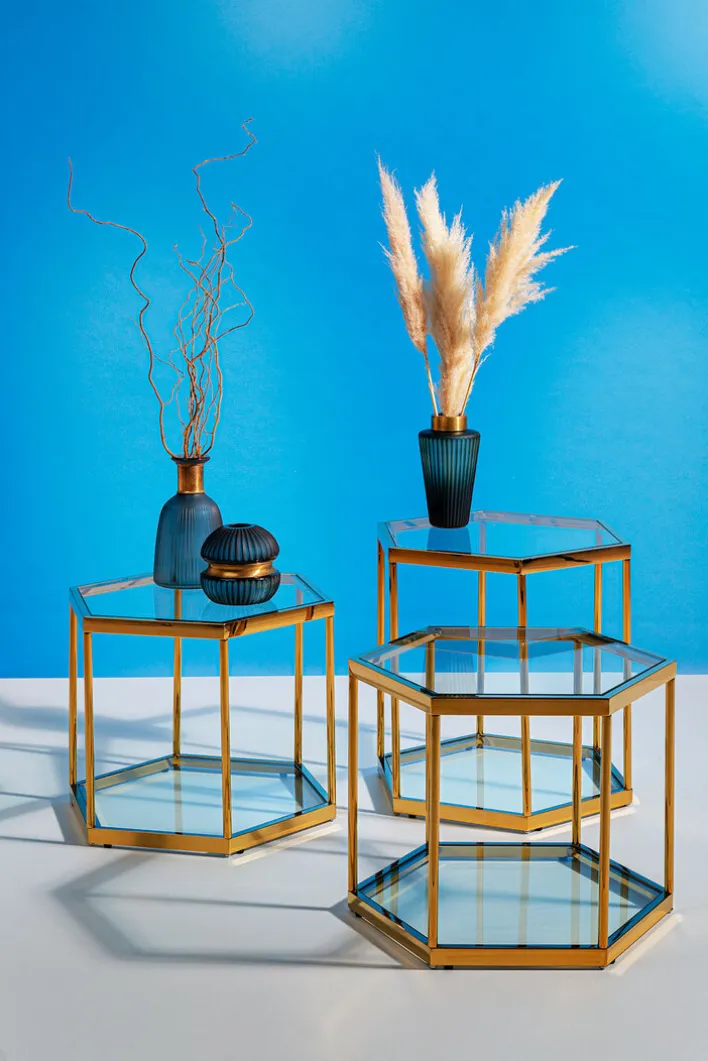 KARE DESIGN Couchtisch COMB 45 cm goldfarbig