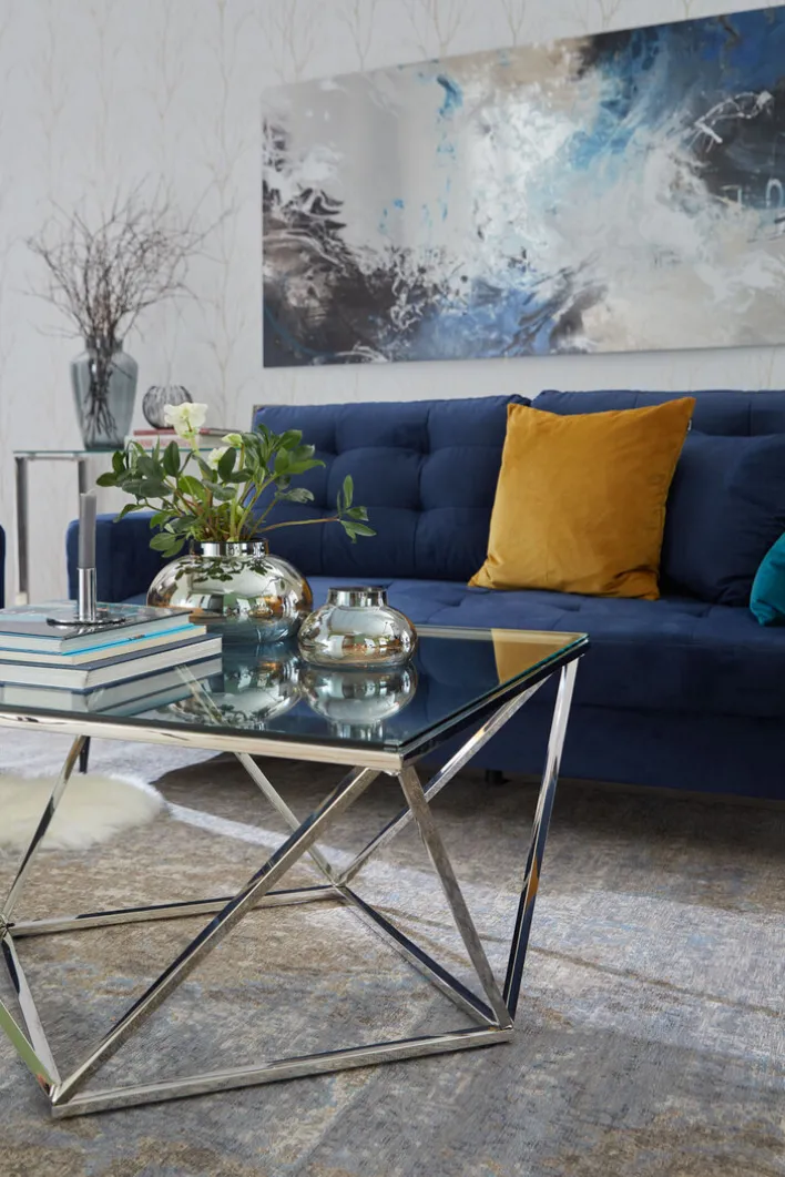 KARE DESIGN Couchtisch CRISTALLO 45 x 80 cm Edelstahl/Glas weiß