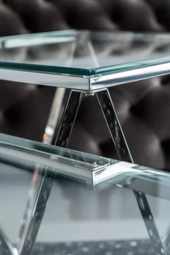 KARE DESIGN Couchtisch CRISTALLO 45 x 80 cm Edelstahl/Glas weiß