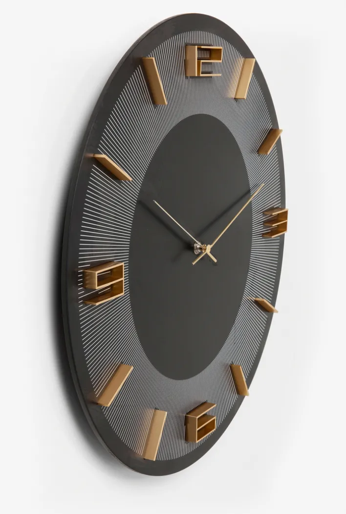 KARE DESIGN Wanduhr LEONARDO Ø 49 cm schwarz/goldfarbig