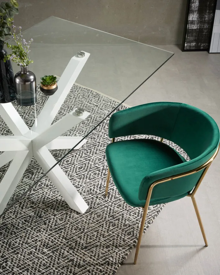 Kave Home Esstisch ARGO 160 x 90 cm weiß /Klarglas