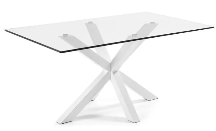 Kave Home Esstisch ARGO 160 x 90 cm weiß /Klarglas