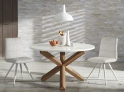 Kave Home Esstisch rund LOTUS 120 cm Buche NB /weiß NB