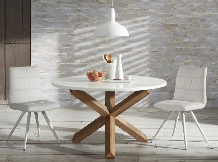 Kave Home Esstisch rund LOTUS 120 cm Buche NB /weiß NB