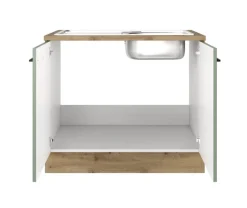 Küche Spülenunterschrank Fiona 85 cm Eiche / grün
