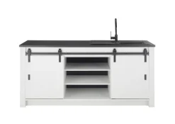 Küche Spültisch SHERWOOD ca. 201 x 93 x 64 cm Pinie Weiss Dekor