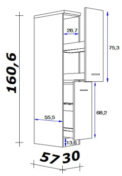 Küchen Apothekerschrank AVILA Eiche /weiß matt