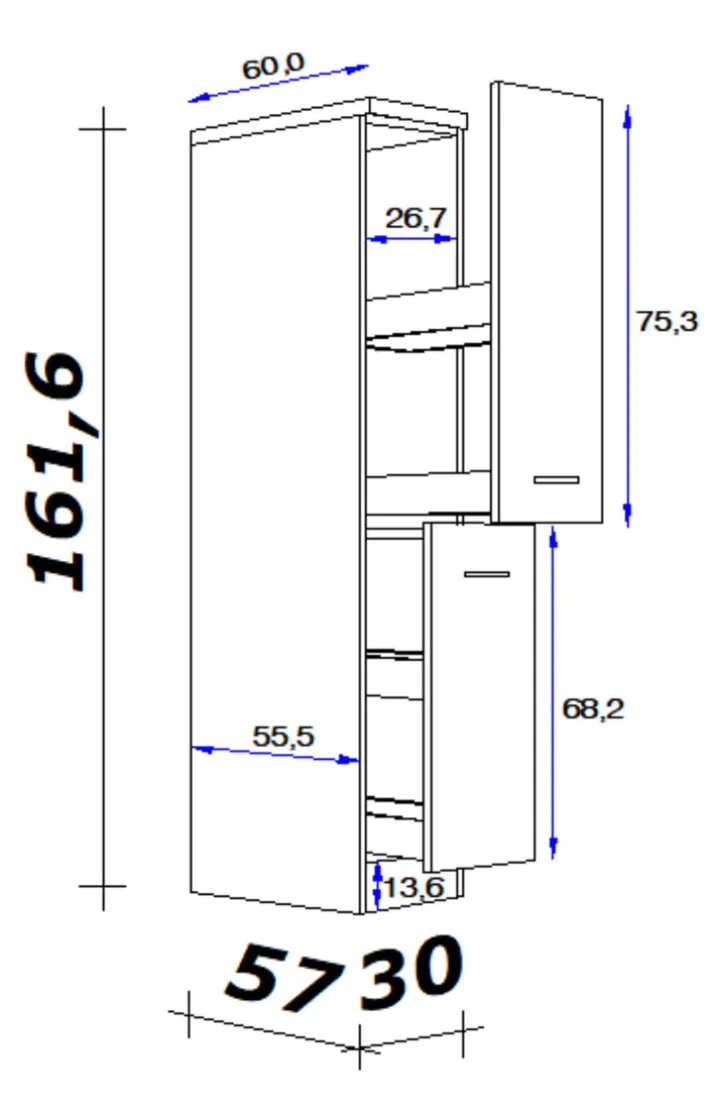 Küchen Apothekerschrank LUKE Eiche/ weiß
